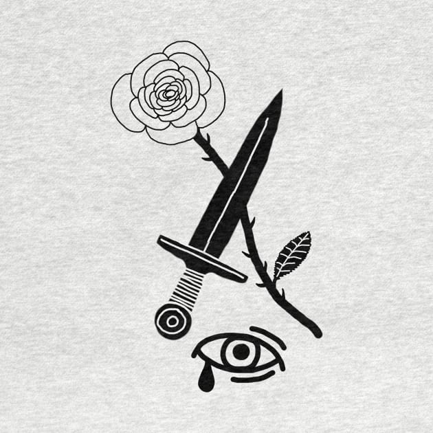 Rose, Dagger & Eye (Black) by Graograman